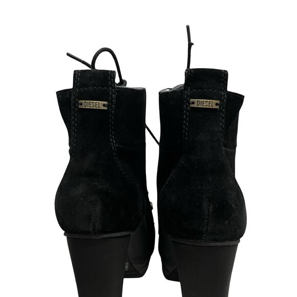 Diesel Womens Hi-Persis High Heel Ankle Boots EU 39 US 8.5 Black Grunge Gothic - Picture 6 of 12